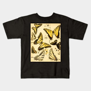 Yellow Butterfly Vintage Botanical Illustration Kids T-Shirt